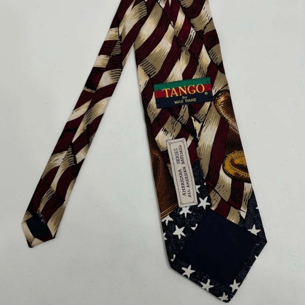 Tango by Max Raab Baseball Tango Tie All America Series Silk‎ USA Made 3.75"x56" - Picture 7 of 7
